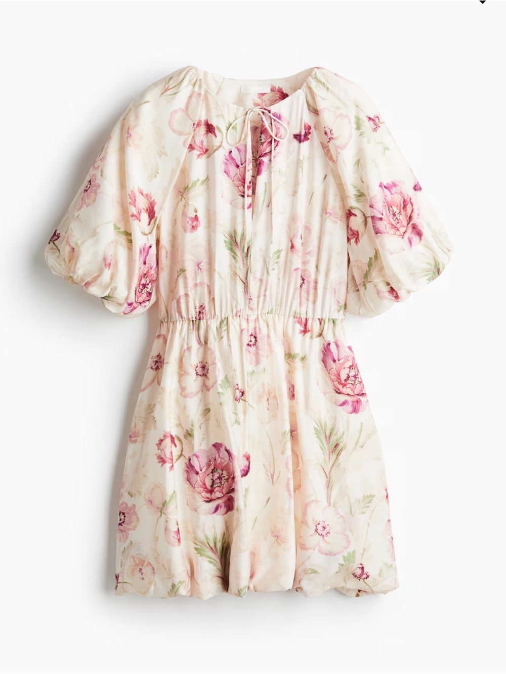 H&M BUBBLE-HEM DRESS Puff-Sleeve Dress